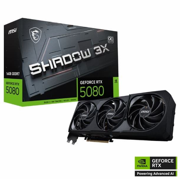 Placa de Video MSI GeForce RTX 5080 16GB GDDR7 SHADOW 3X OC